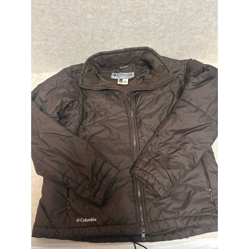 Columbia Titanium Interchange Puffer Jacket Womens Large Brown Quilted Full Zip